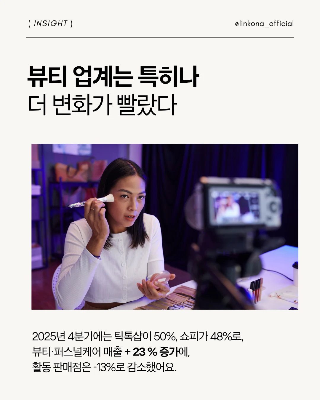 뷰티 업계는 더더욱 변화가 빠르게 나타났다. 뷰티와 퍼스널케어 매출은 23%증가했지만 판매점은 13%가 사라졌다.